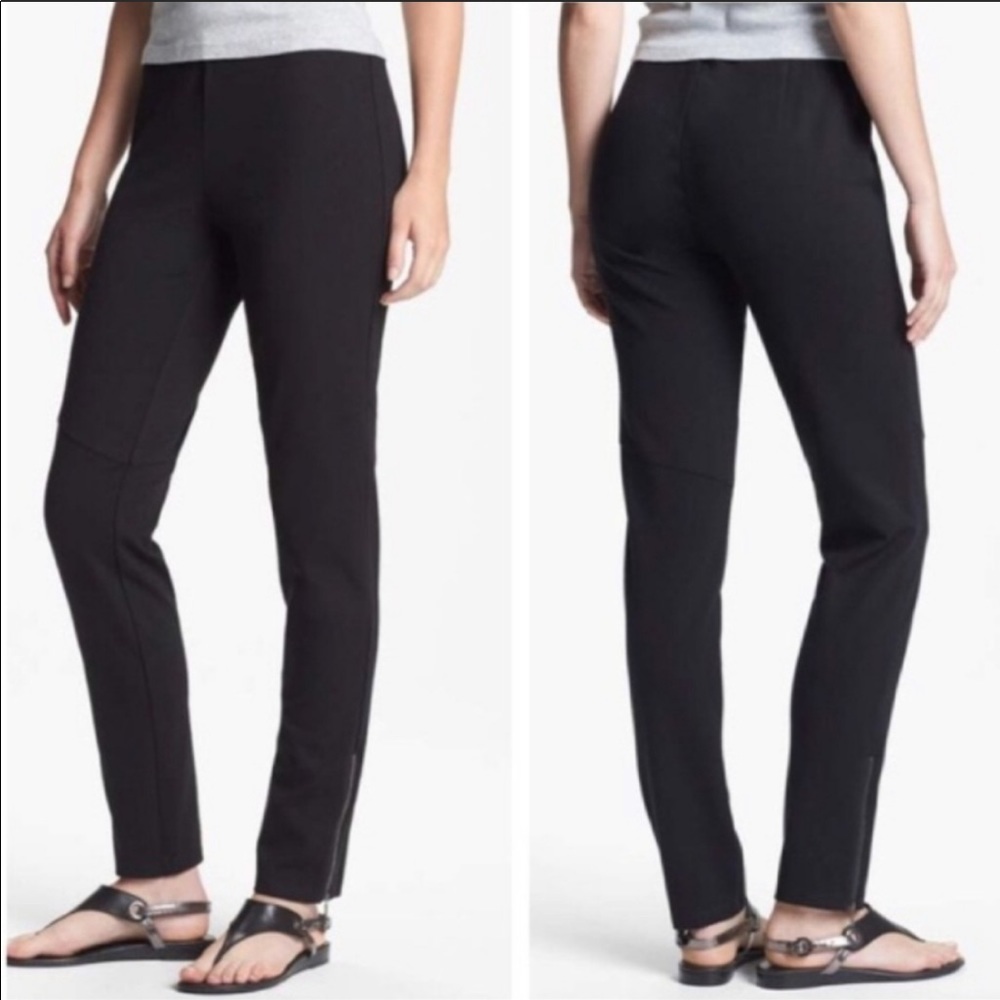 Eileen Fisher Moto Legging Ankle Zip Pant Black L
